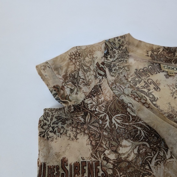 Free With Purchase - Y2K Mesh T-shirt Short Sleeve V-neck Plunge See-through - Picture 7 of 8